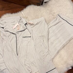 Victoria's Secret White and Black Polka Dot Pajama Set Size XL NWT